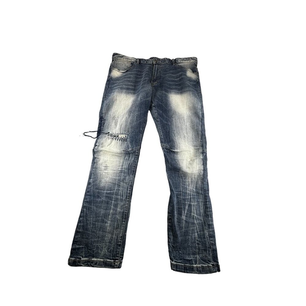 Smoke Rise Mens Distressed Jeans Size 42/32 Blue Denim Stitch Detail